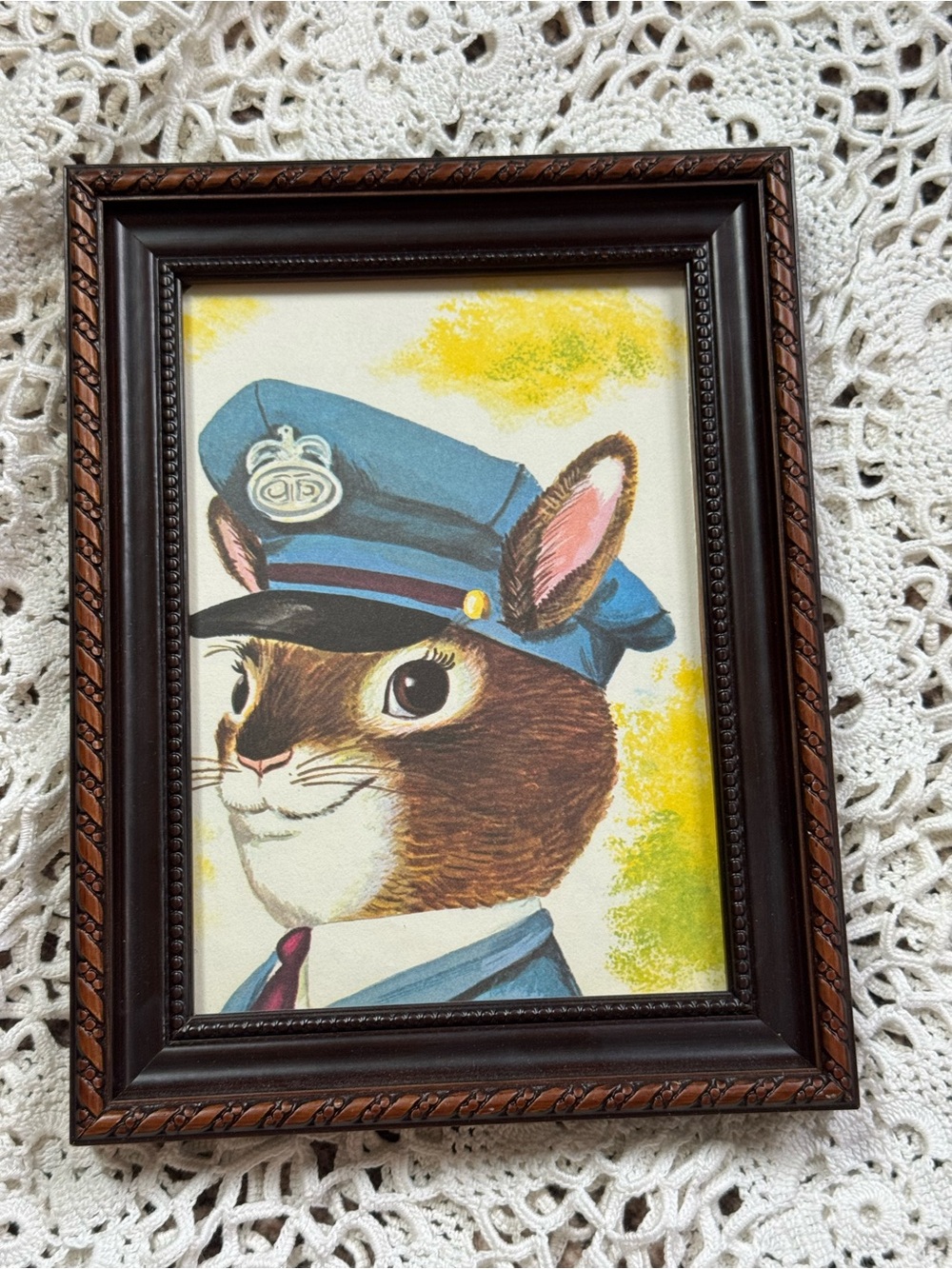 Vintage Style Rabbit Police Officer Framed Print Bunny Cottage Wall Art